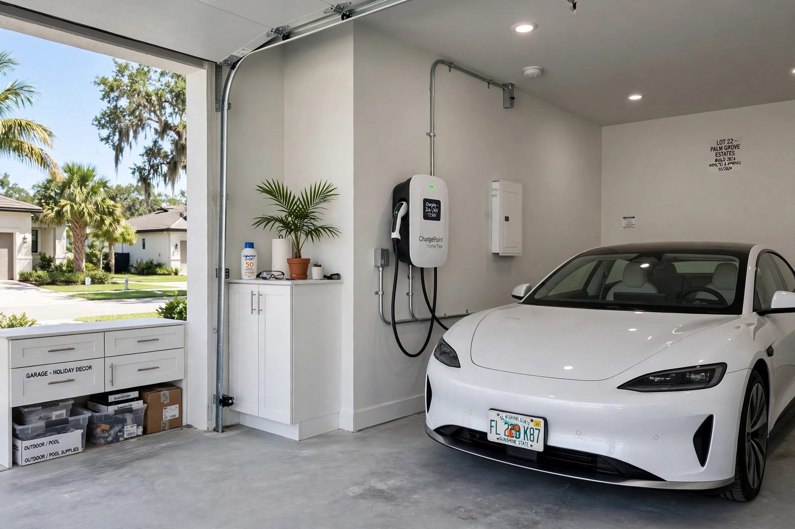 EV charger installation in Coral Springs, FL — new home garage EV charger installation